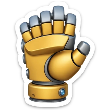 bulky robot fist, three-quarter view, emoji style sticker