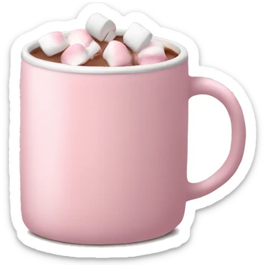 Light Pink mug of hot chocolate with marshmallows  sticker