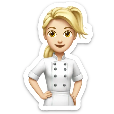 middleage chef blond ponytail with hazel eyes and white skin sticker