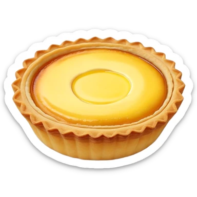 Hong Kong egg tart with flaky crust and yellow custard filling sticker