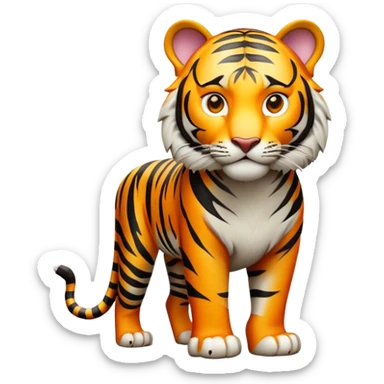 cinematic- noble-tiger-realistic-full-body-standing-emoji,-massive-striped-frame-exuding-power-and-grace,-bold-orange-fur-with-thick-black-stripes,-head-tilted-dramatically,-piercing-yellow-eyes-focused-intensely,-simplified-yet-realistic-focused-features,-highly-detailed,-glowing-with-an-almost-sarcastic-glow expressive eyes sticker