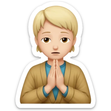 Pleading face with hands praying  sticker