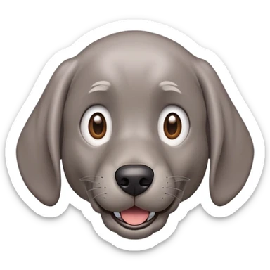 cinematic-comical-weimaraner-portrait-emoji,-head-tilted-dramatically-with-an-exaggeratedly-amused-expression,-featuring-a-vibrant-grey-fur-with-a-lively-sheen,-wide,-expressive-brown-eyes-filled-with-playful-disbelief sticker