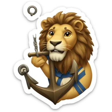 a lion holding an anchor sticker