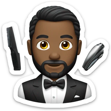 black James Bond WITH BEARD holding hair clippers sticker