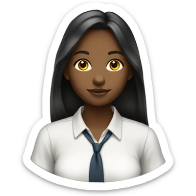 young black female student with straight  long hair studying white collar shirt sticker