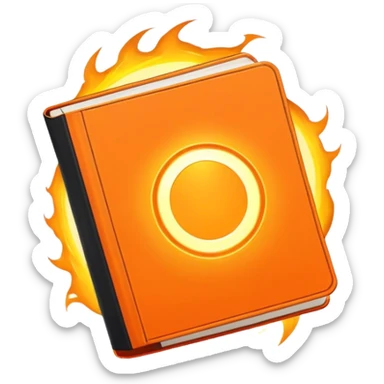 A bright orange book with a black, bold X with an edgy texture, exuding energy and pure, unapologetic confidence..orange halo aura.. unstoppable sticker