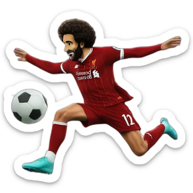 mohammad salah liverpool soccer player jumping in the air sticker