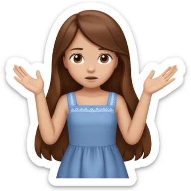 girl that doesn't care, she is like whatever, brown long hair, cute dress and her hands showing like i don't know whatever, make her look little bit bored sticker