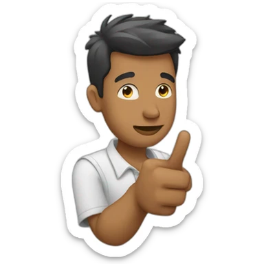 man putting his index finger sticker