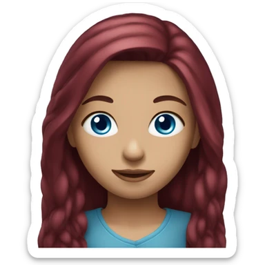  girl with burgundy long hair and blue eyes sticker