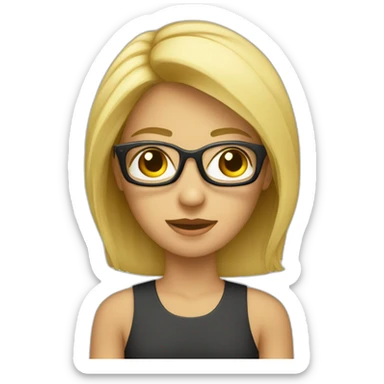 Mujer pelo muy corto rubia con gafas sticker