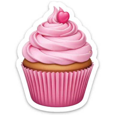 cupcake with pink icing, minimal, clean sticker