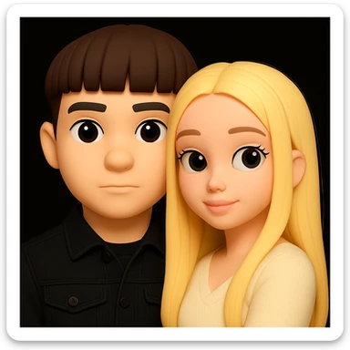 Combine both characters from the provided images into one single 3D emoji-style image, keeping the original 3D emoji style unchanged. Place them together harmoniously in a single emoji-style composition. sticker