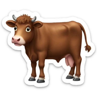 brown fluffy cow sticker