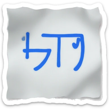 A white sheet with "TXT" written in blue. sticker