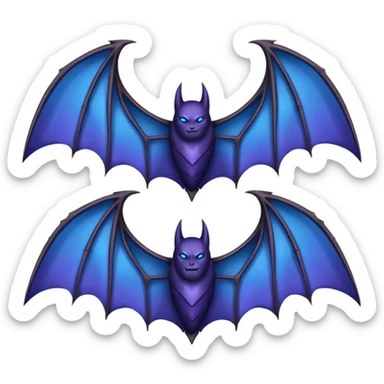 Dark fantasy bat wings, symmetrical, sharp edges, deep black with subtle blue-purple highlights, realistic, high detail, isolated on black background sticker