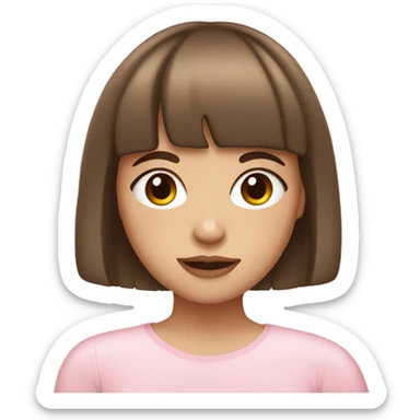 Woman 22 years old, Brown hair with bangs and light Eyes - Girly Pink aesthetic sticker