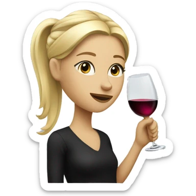 Blonde girl with ponytail drinking a glass of wine  sticker