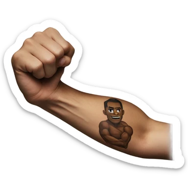 Flexing arm brown tattoo sleeve  sticker