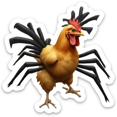A chicken riding a spider while shooting  sticker