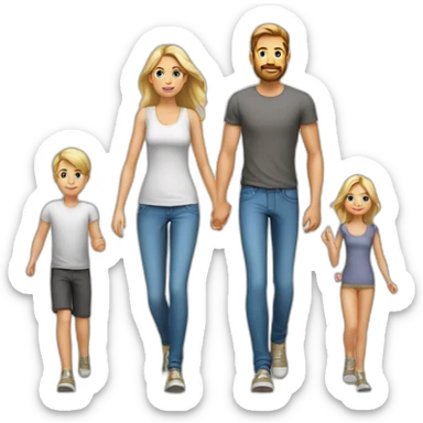 Young white Familie skinny casual walking sticker