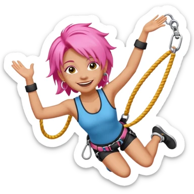 bungee jumping face with earrings and pink hair flying away earrings flying away sticker