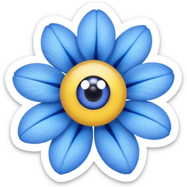 blue flower with two eyes sticker