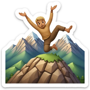 apple style emoji of a man falling head over heels past a mountain sticker