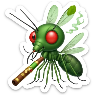 mosquito verde fumando un cigarro sticker