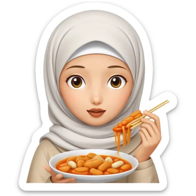 Girl wearing hijab and tteokbokki sticker