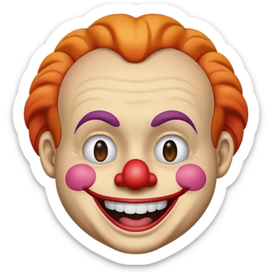 Emoji de mitad de cara de payaso y mitas de emoji riéndose  sticker