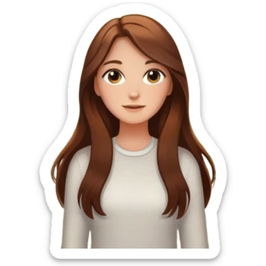 white girl with long brown hair, sunbeams shining through a window, houseplants in the background sticker