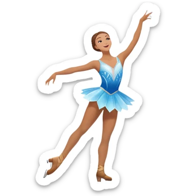 An icon showing a graceful figure skater performing a spin on the ice in a grand ice palace. The rink is illuminated by soft light beams, with cheering spectators in the stands. Snowflakes gently fall, adding to the magical atmosphere. Transparent background highlights elegance and artistry. sticker