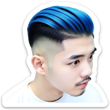 Nam 15 tuổi, da trắng, tóc under cut màu xanh lá cây vuốt ngược ra sau, mắt đen, áo khoác da màu cam , bên trong mặc áo cộc tay màu trắng, mặt ngầu sticker