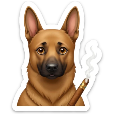 Perro belga malinois con un cigarro sticker