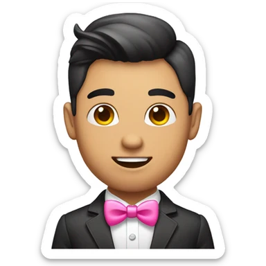 a Asia Cute Gay headhunter with pink bow tie and shiny heart eyes sticker