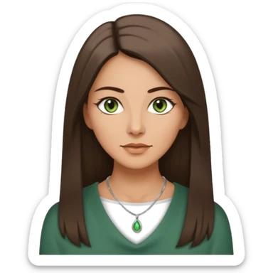 Pretty middle age woman with green eyes and long straight Ash-brown hair  sticker