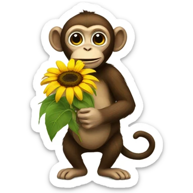 monkey holding a sunflower sticker