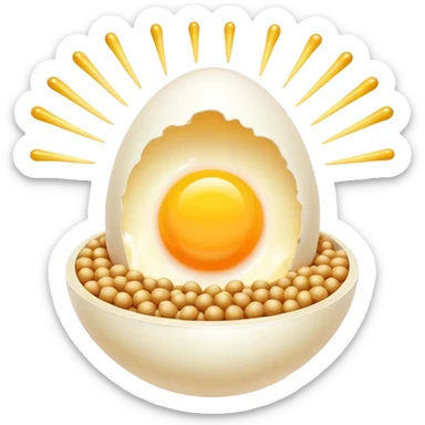 K2-rich foods (cheese, egg yolk, natto) emitting golden beams toward a luminous bone with a bright golden dot at its center. The scene is surrounded by an ethereal glow representing vitamin K2's ability to direct calcium to where it belongs. sticker