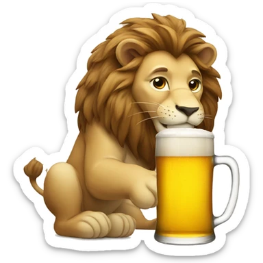 Lion drinking beer sticker
