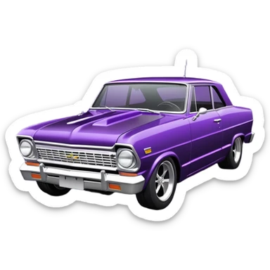 futuristic Jetson’s midnight-dark-purple stealthy black metallic 1965 Chevy Nova SS street rat rod  understated  sticker