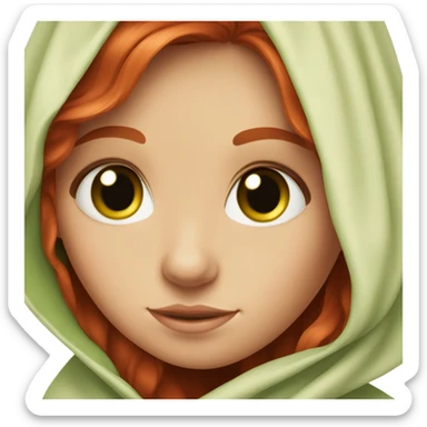 Fair skin red head girl with green eyes in blanket  sticker