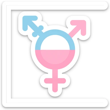 transgender gender symbol, flat pastel blue and pink, minimal emoji style, suitable for Discord role icon, color icon style sticker