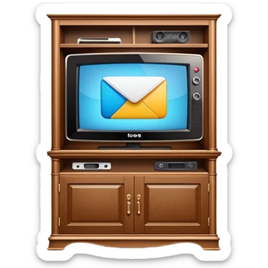 modern tv with news channel on it standing on a super luxurious cupboard sticker