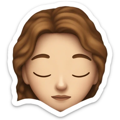White girl with frekles Brown hair sleeping peacfully with blankets and pillow sticker