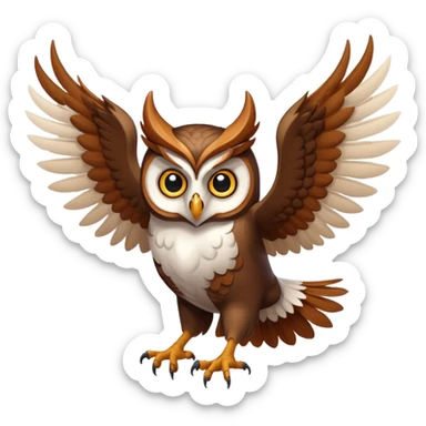 an owl with demon horns flying to the left sticker