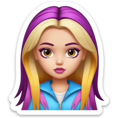 pretty bratz baddie with split dye half-half hair sticker