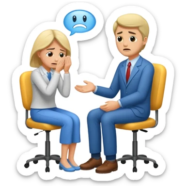 Crying man at the psychological session ( woman is psychologist supporting man) sticker