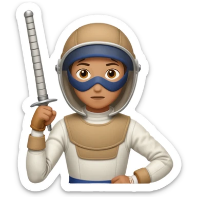 A person wearing fencing equipment with their entire body sticker